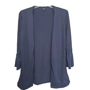 Talbots Blue Cotton/Tencel Open Front Bell Sleeve Cardigan Size XL